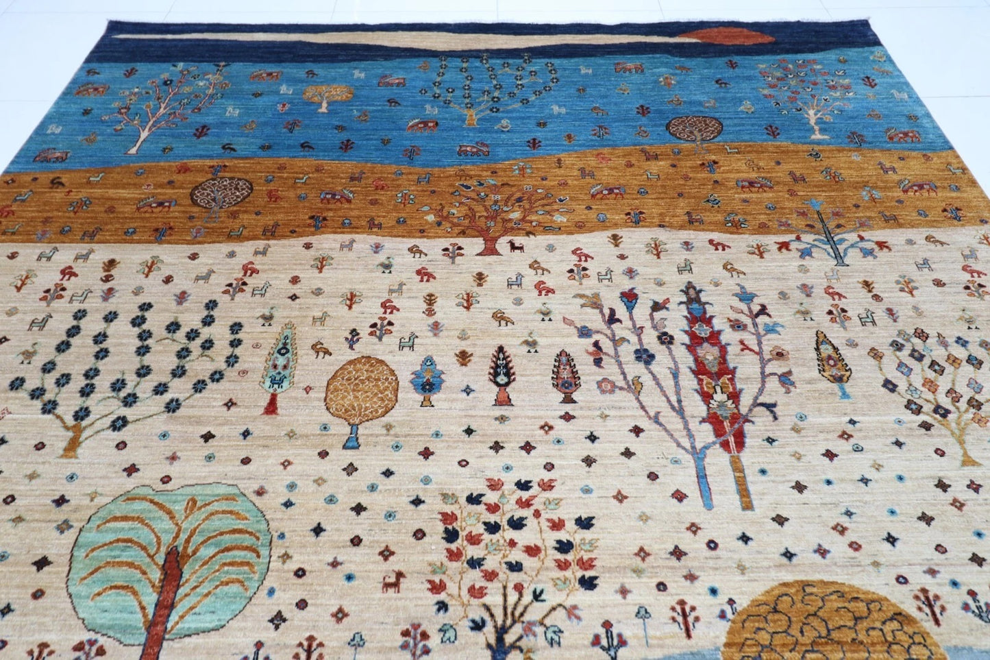 272 x 357 cm | Landscape Afghan Tribal Hand Knotted Carpet