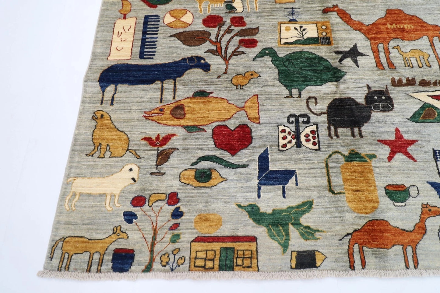 185 x 274 cm | Landscape Gabbeh Afghan Tribal Hand Knotted Veg Dye Wool Carpet