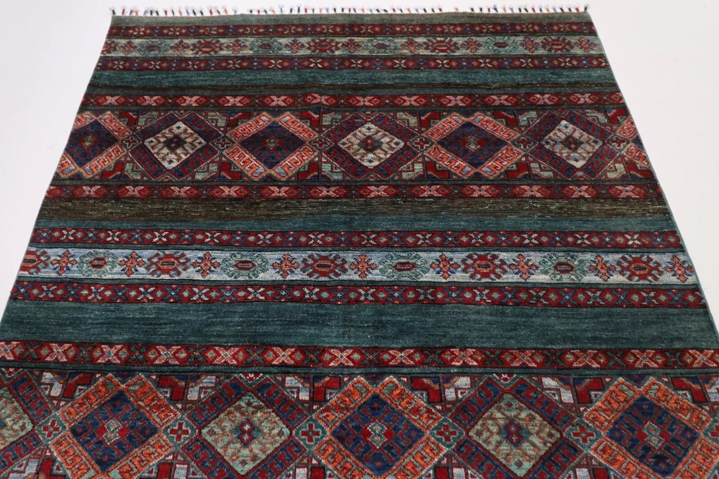 169 x 253 cm | Khorjun Afghan Tribal Hand Knotted Veg Dye Wool Carpet