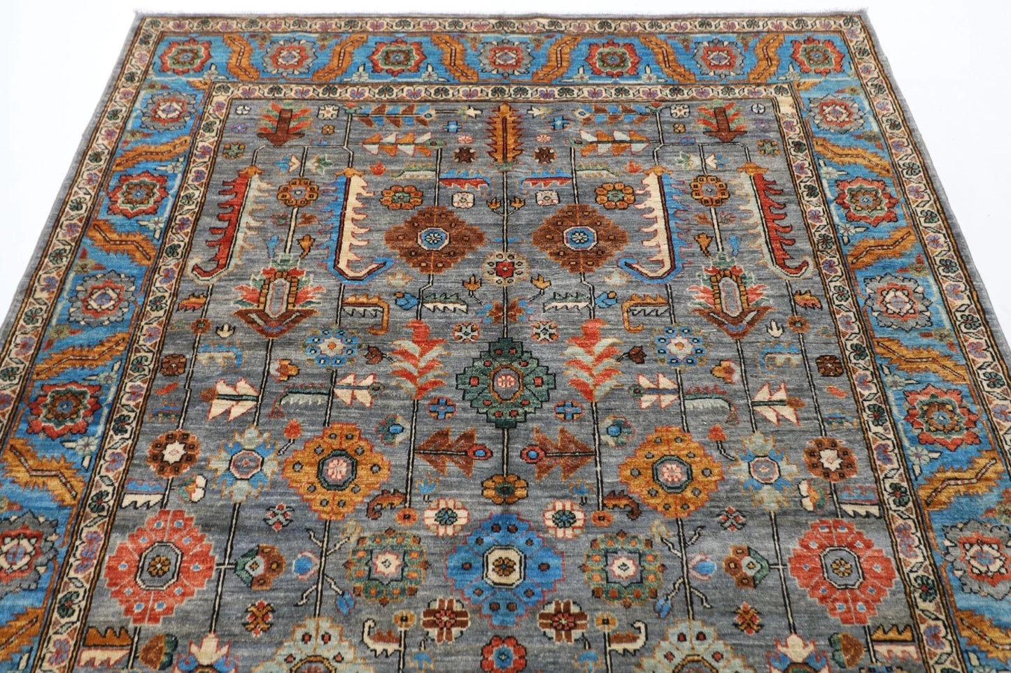 190 x 270 cm | Bidjar Gray Afghan Tribal Hand Knotted Veg Dye Wool carpet
