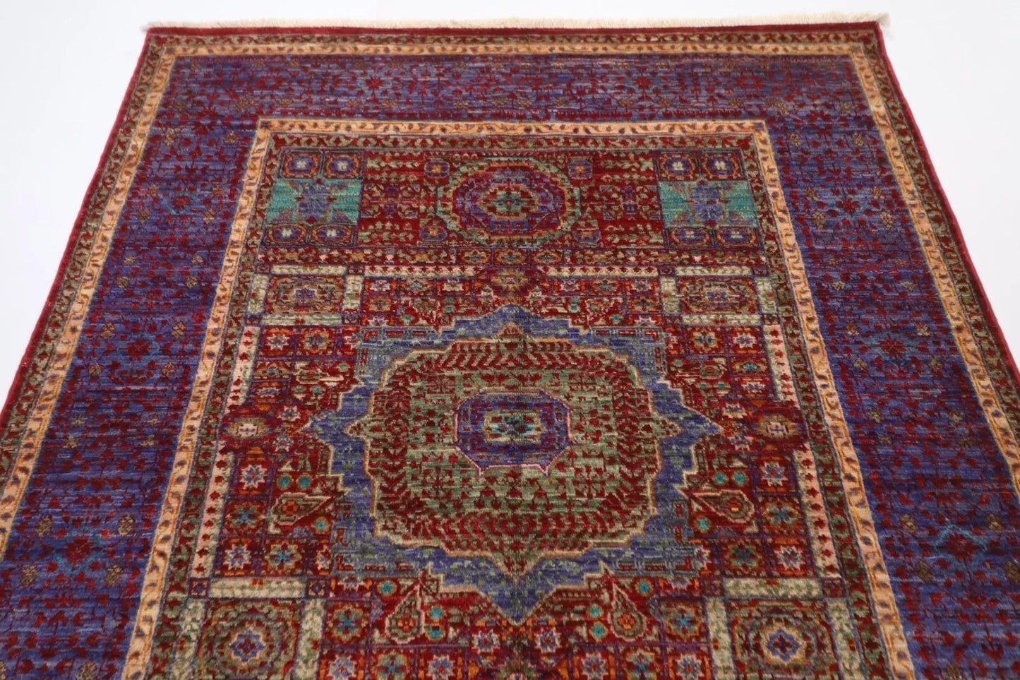 134 x 172 cm | Mamluk Afghan Tribal Hand Knotted Veg Dye Wool carpet