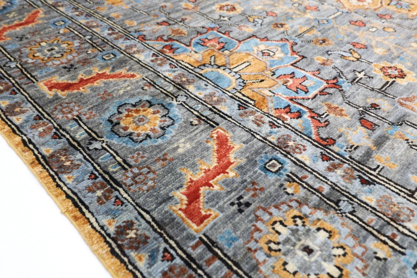 180 x 275 cm | Aryana Gray Afghan Tribal Hand Knotted Veg Dye Wool carpet