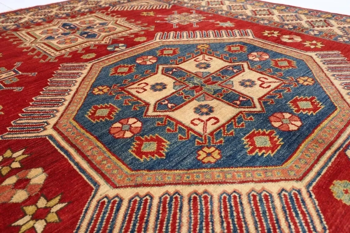 206 x 283 cm | Kazak Afghan Tribal Hand Knotted Carpet