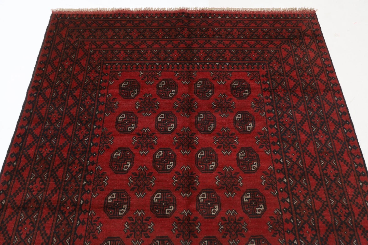 156 x 238 cm | Akja Bokhara Afghan Tribal Hand Knotted Veg Dye Wool Carpet