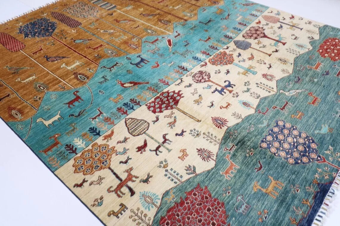257 x 304 cm | Landscape Afghan Tribal Hand Knotted Carpet
