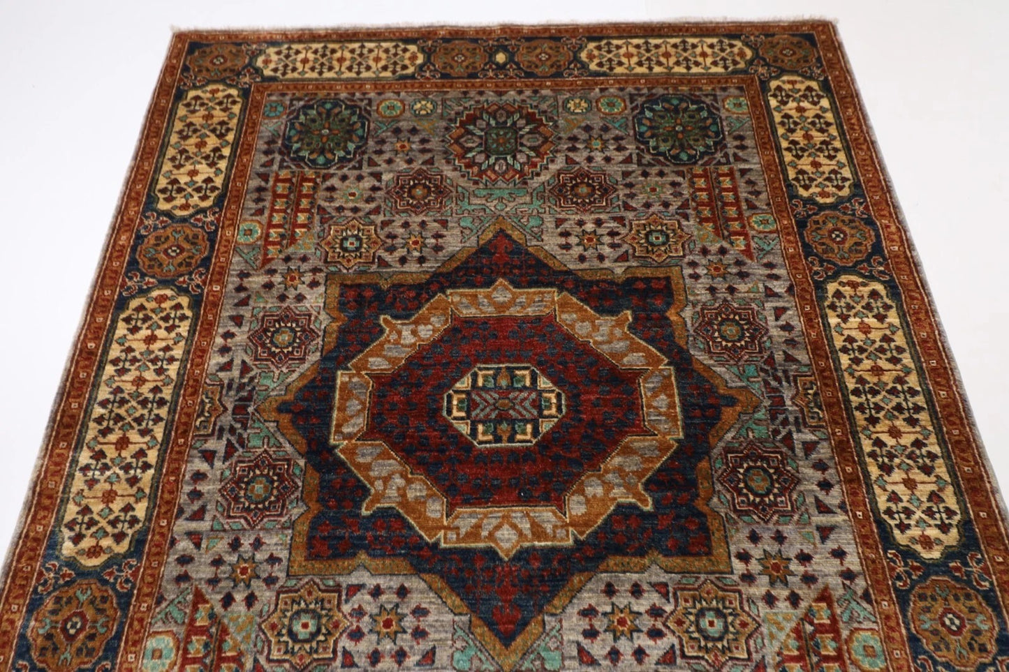 153 x 201 cm | Mamluk Afghan Tribal Hand Knotted Veg Dye Wool carpet