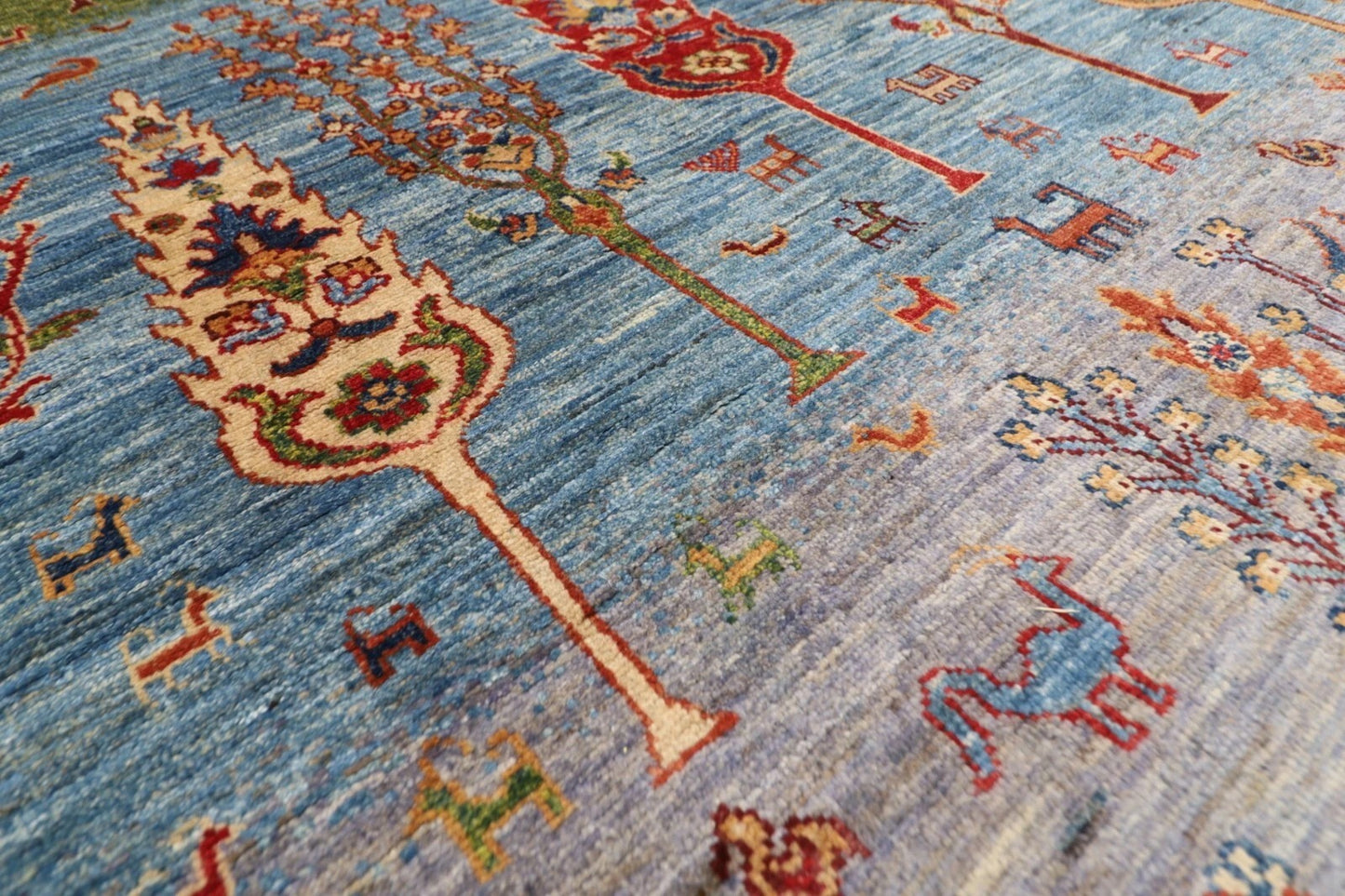 153 x 203 cm | Trees Afghan Tribal Hand Knotted Veg Dye Wool carpet