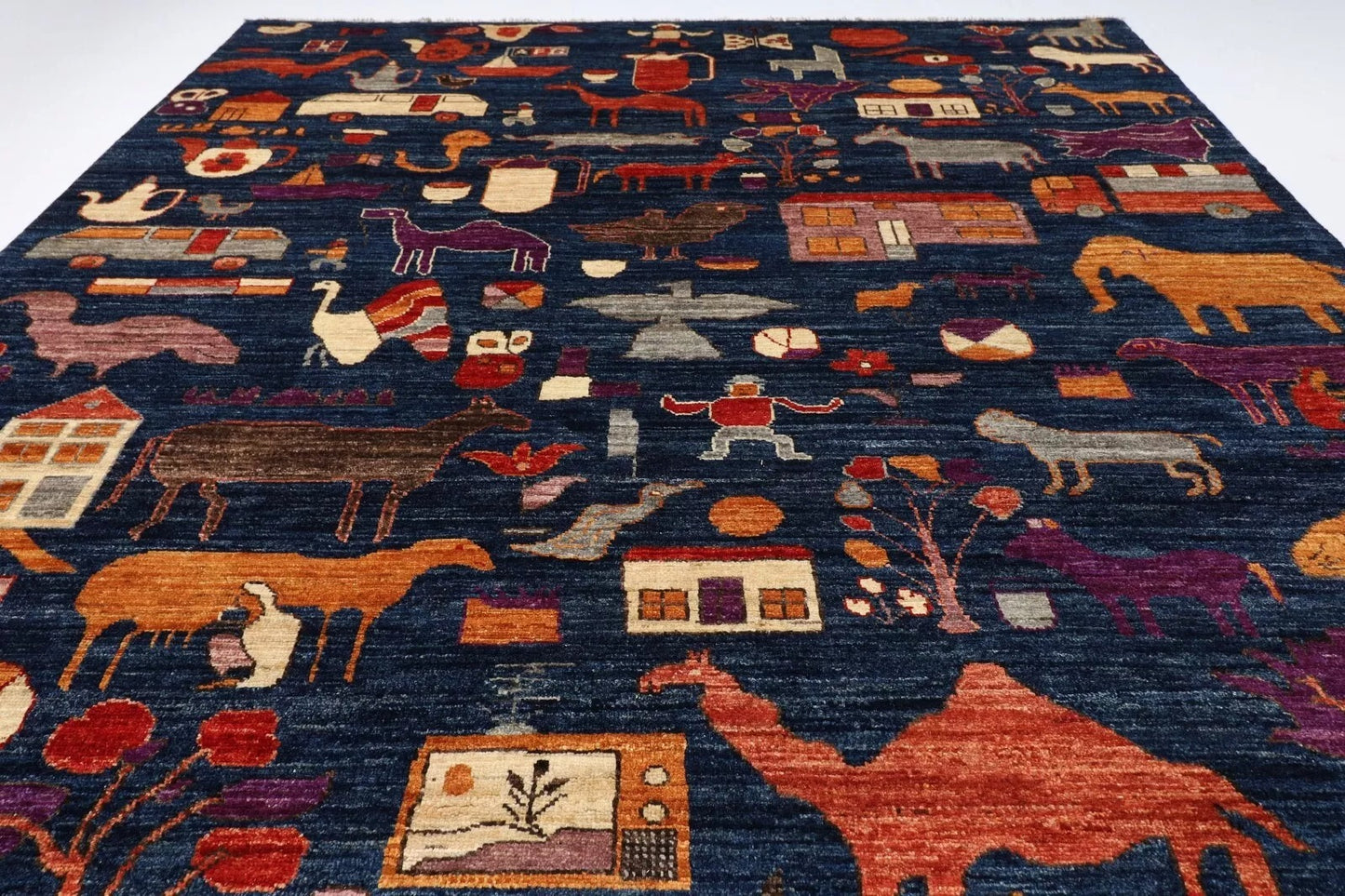 183 x 273 cm | Animal Gabbeh Blue Afghan Tribal Hand Knotted Veg Dye Wool carpet