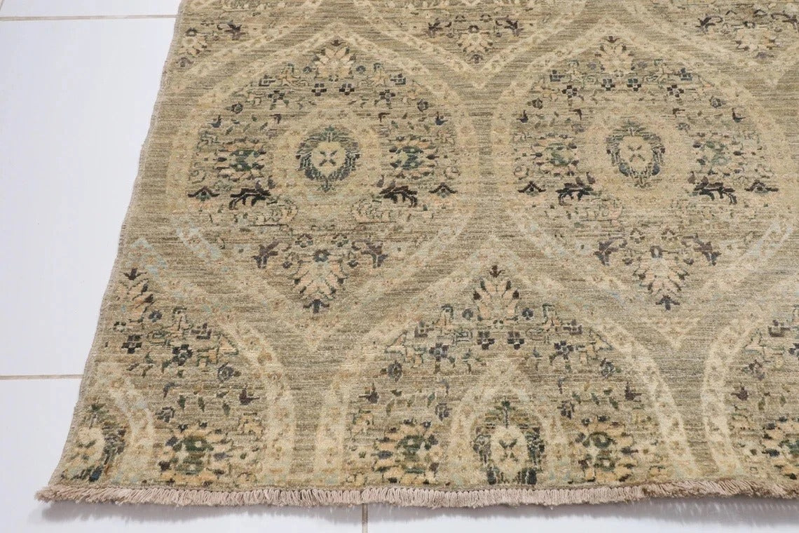 184 x 288 cm | Mamluk Gray Afghan Tribal Hand Knotted Veg Dye Wool Carpet