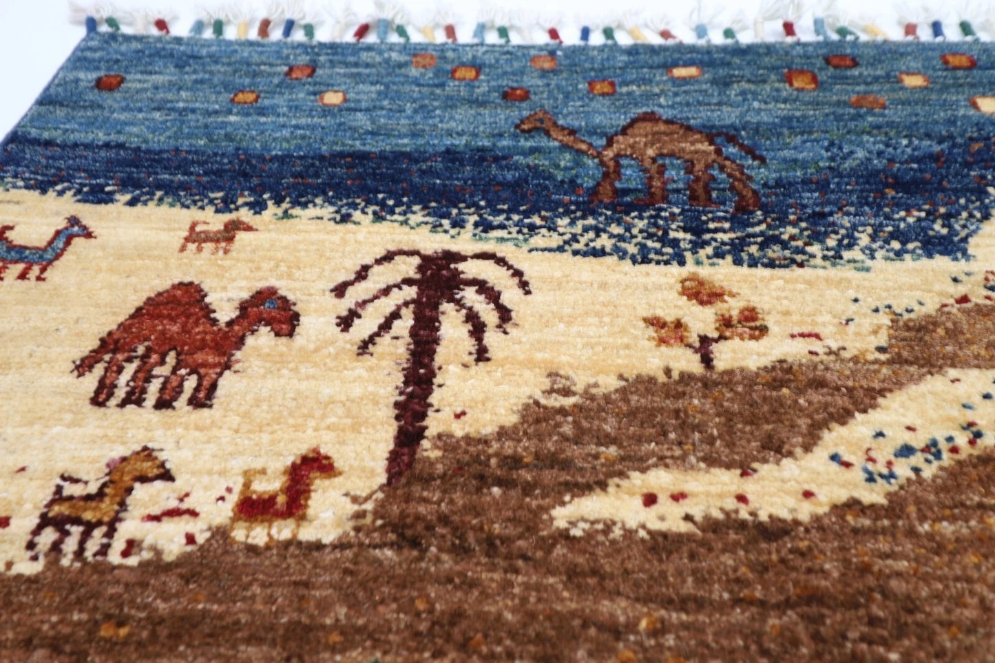 180 x 257 cm | Landscape Animal Afghan Tribal Hand Knotted Veg Dye Wool Carpet