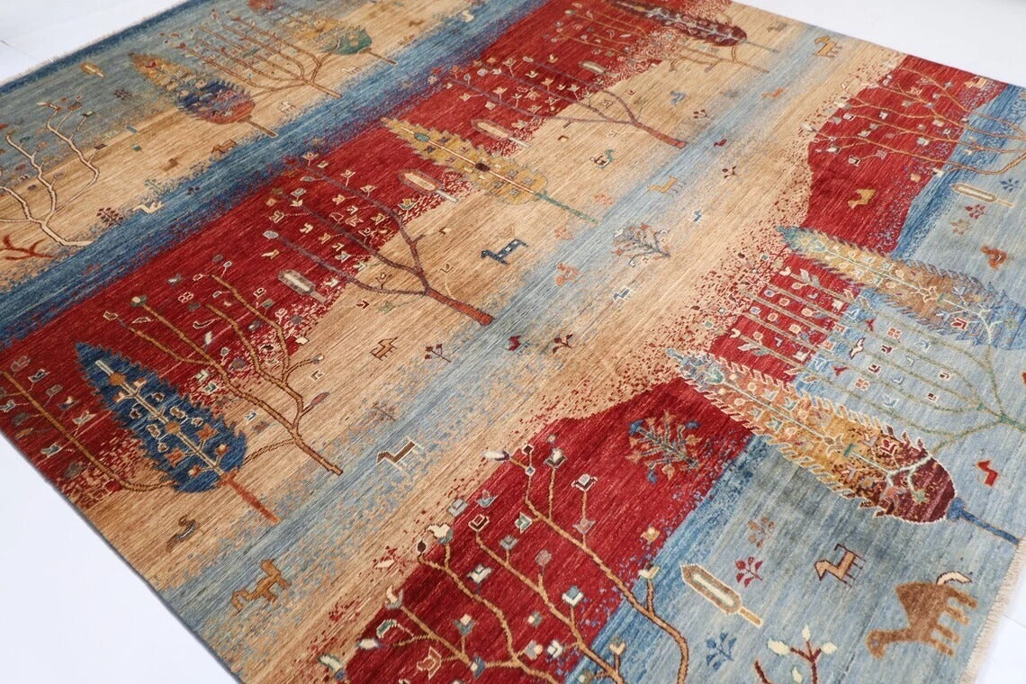 253 x 301 cm | Landscape Afghan Tribal Hand Knotted Carpet