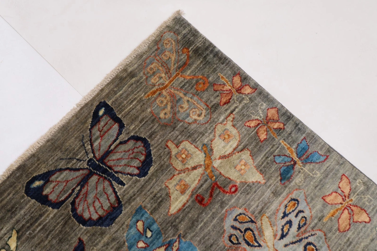 175 x 241 cm | Butterfly Afghan Tribal Hand Knotted Veg Dye Wool Carpet