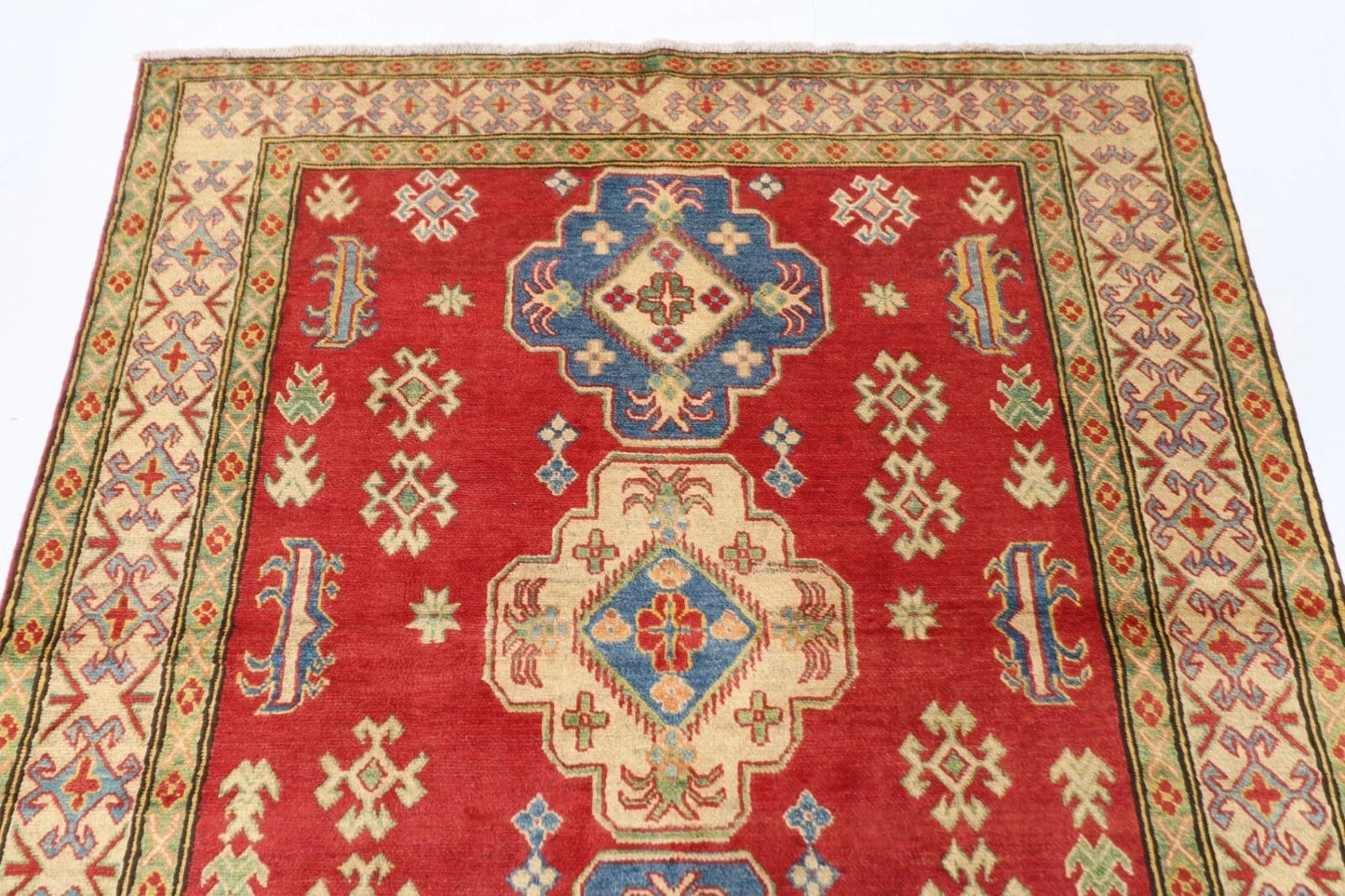 147 x 177 cm | Kazak Tribal Hand Knotted Veg Dye Wool Carpet