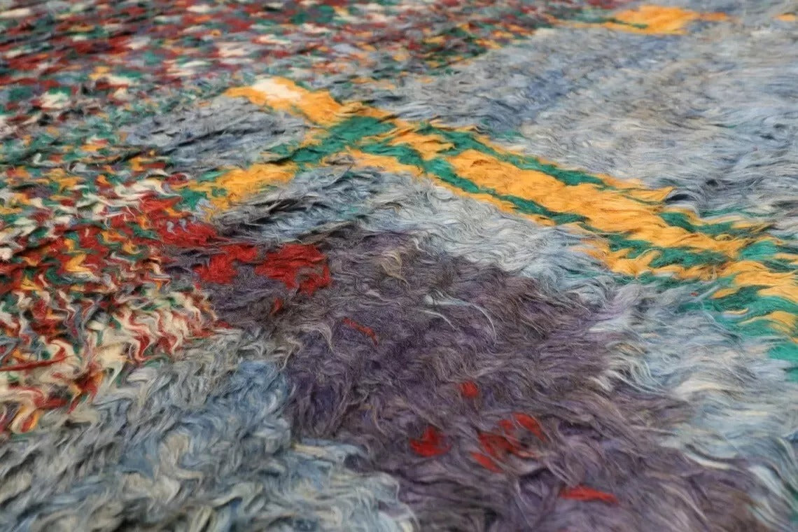 194 x 284 cm | Abstract Long Pile Afghan Tribal Hand Knotted Carpet