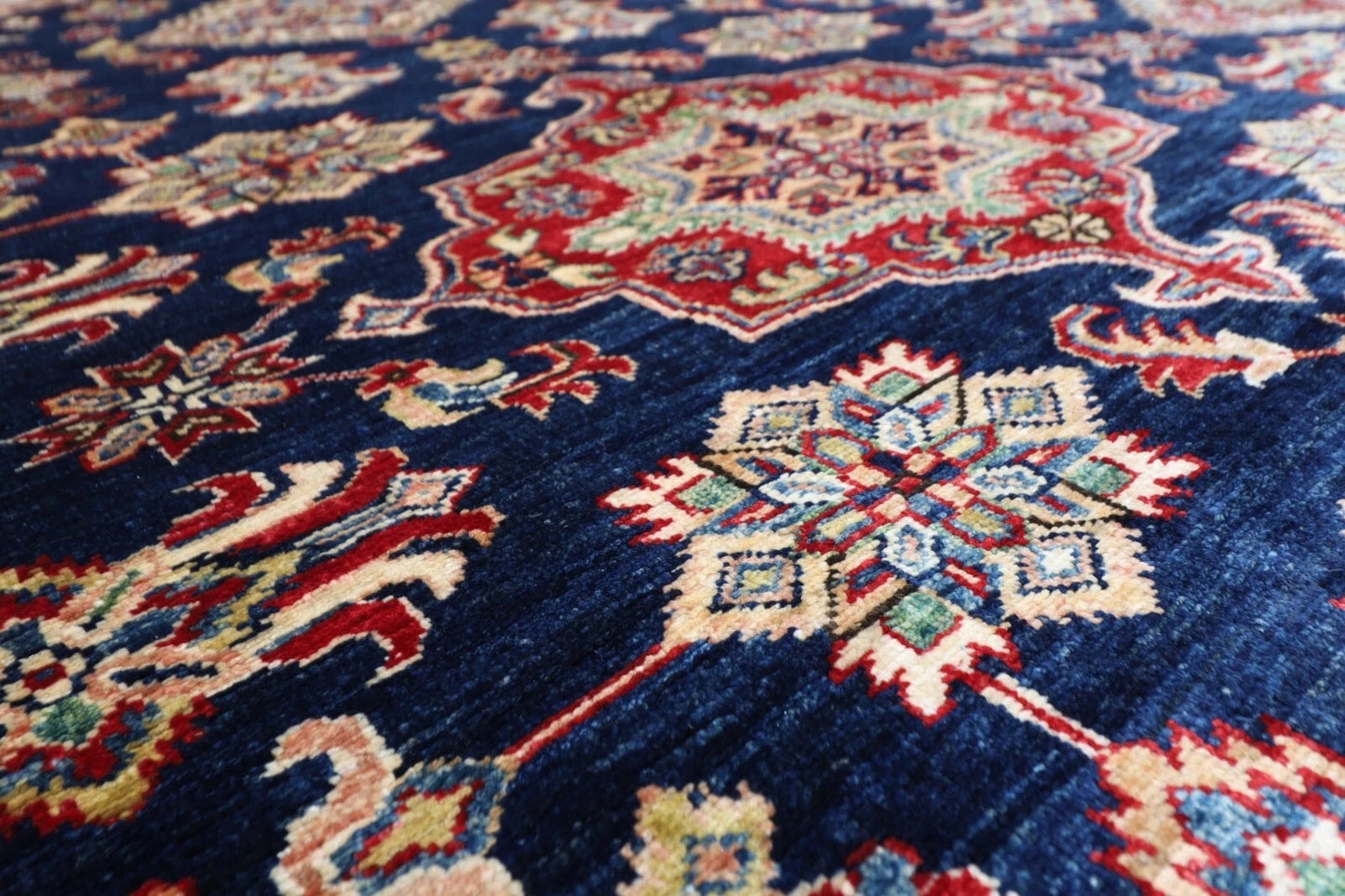278 x 276 cm | Kazak Afghan Tribal Hand Knotted Wool Round Carpet