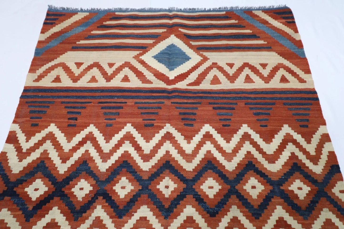 160 x 225 cm | Flat Weaved Afghan Tribal Hand Knotted Veg Dye Wool Carpet