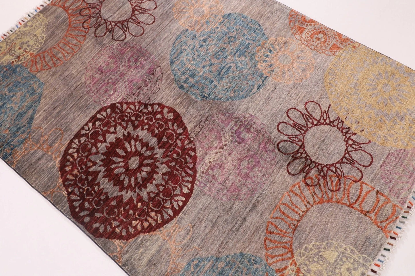 145 x 197 cm | Art Afghan Tribal Hand Knotted Veg Dye Wool Carpet