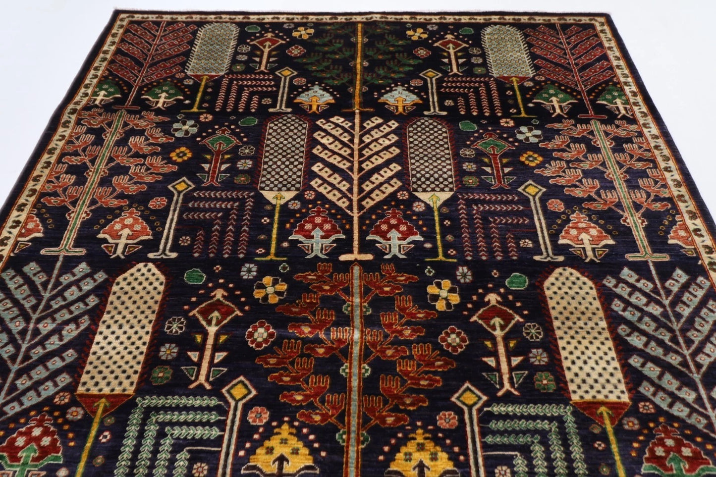 203 x 289 cm | Plants and Trees Afghan Tribal Hand Knotted Carpet