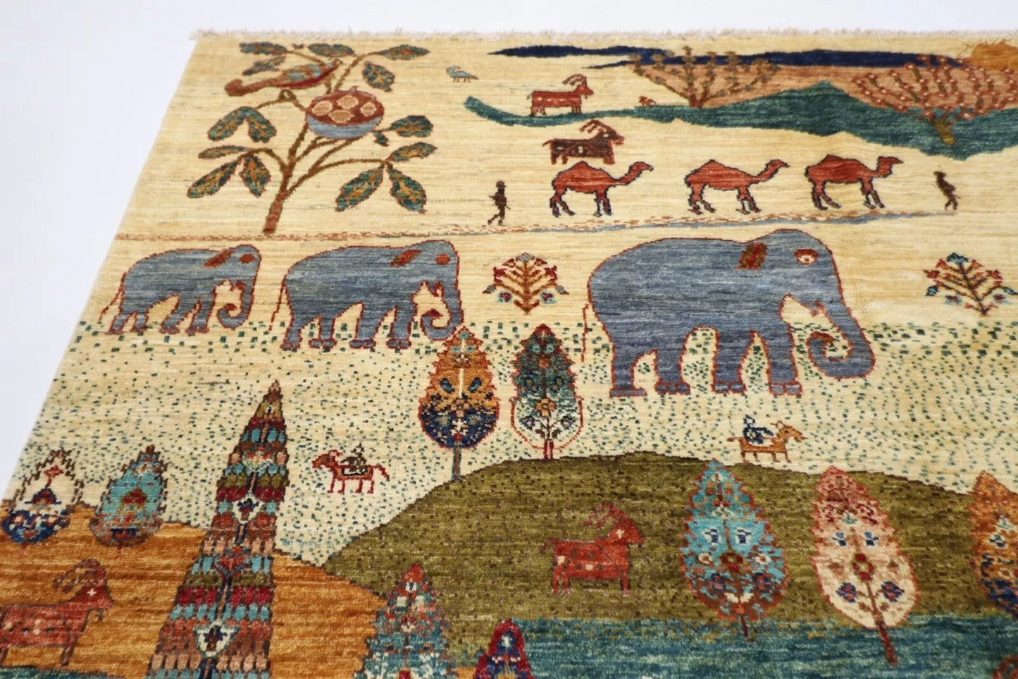 196 x 195 cm | Animal Afghan Tribal Hand Knotted Wool Carpet