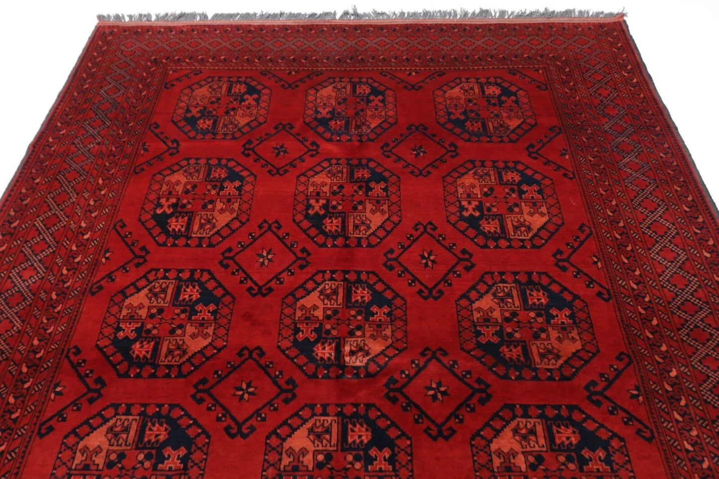 211 x 298 cm | Bokhara Afghan Tribal Hand Knotted Carpet