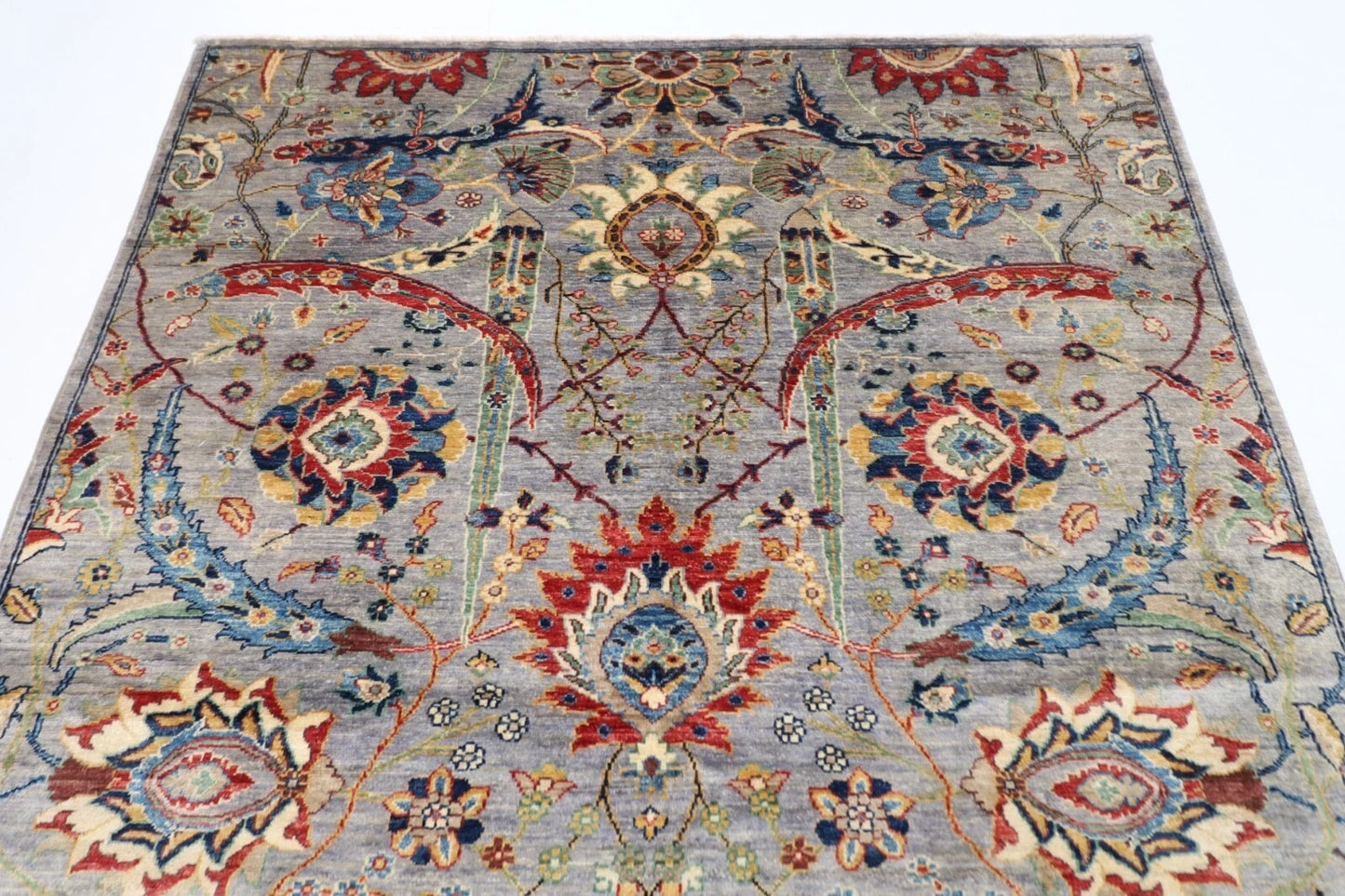 173 x 239 cm | Sickle Leaf Afghan Tribal Hand Knotted Veg Dye Wool Carpet