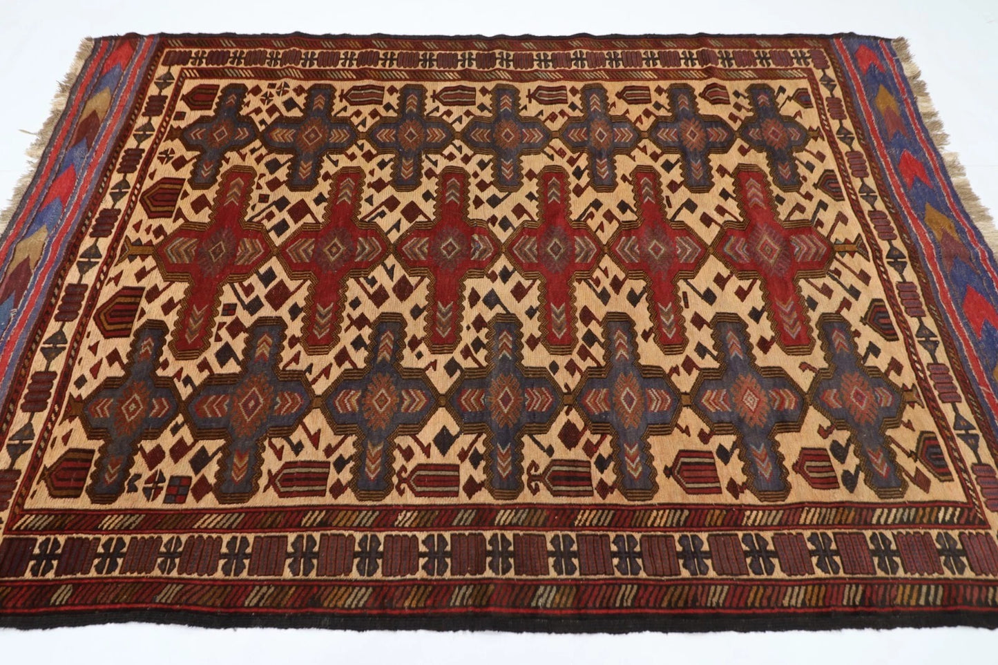 174 x 260 cm | Barjesta Flat Weaved Afghan Tribal Hand Knotted Wool Carpet kilim