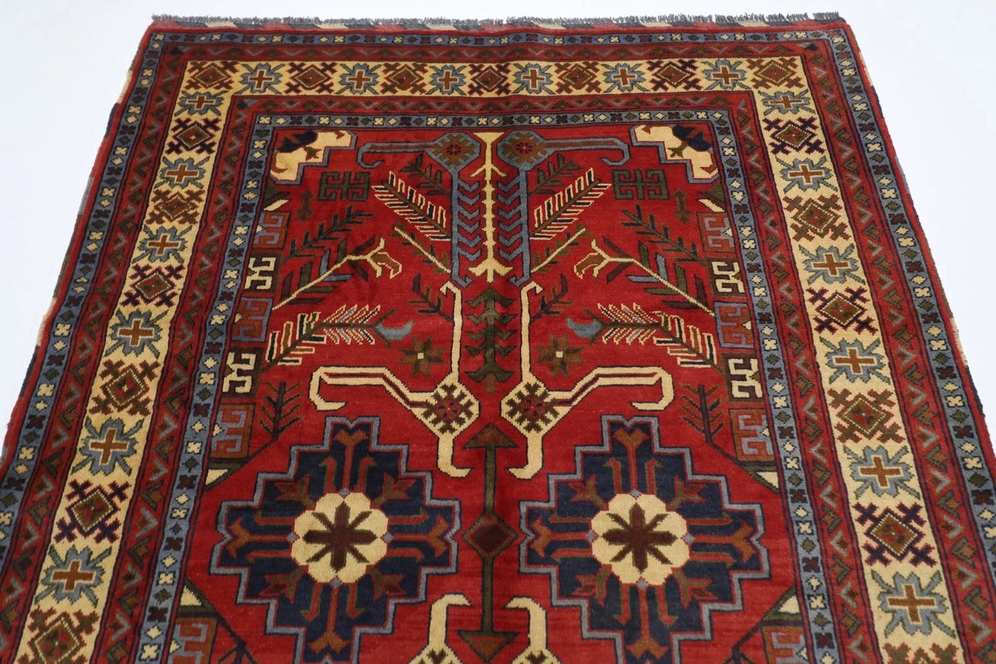 156 x 195 cm | Tribal Hand Knotted Veg Dye Wool Carpet
