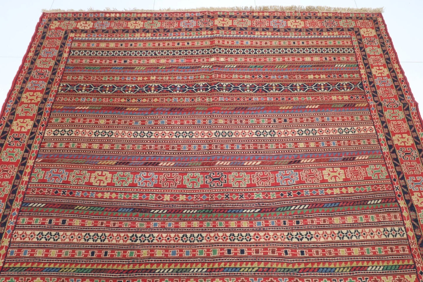 193 x 283 cm | Sumak Kilim Flat Weaved Afghan Tribal Hand Knotted Wool Kilim
