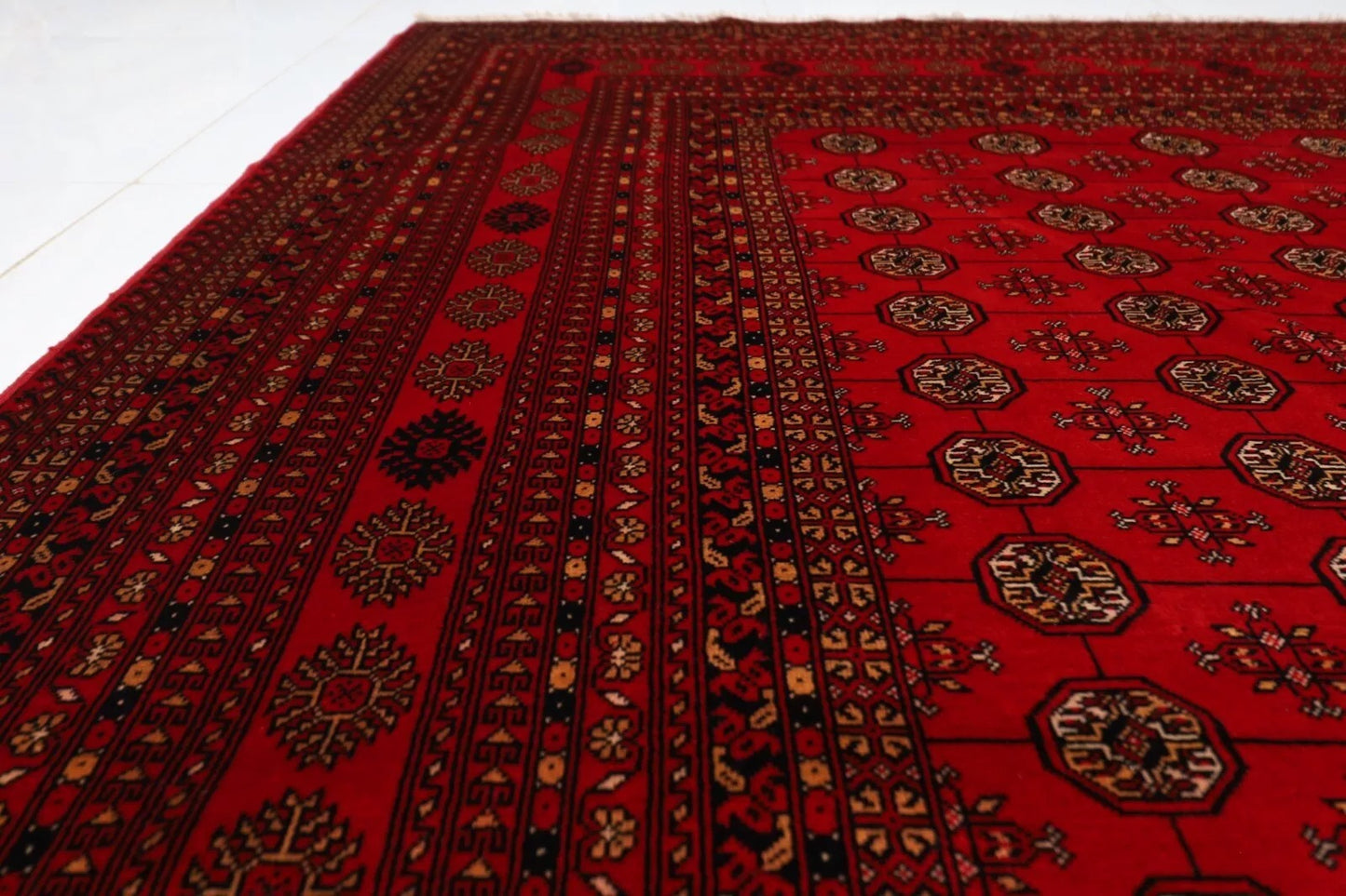 252 x 347 cm | Fine Bokhara Afghan Tribal Hand Knotted Carpet