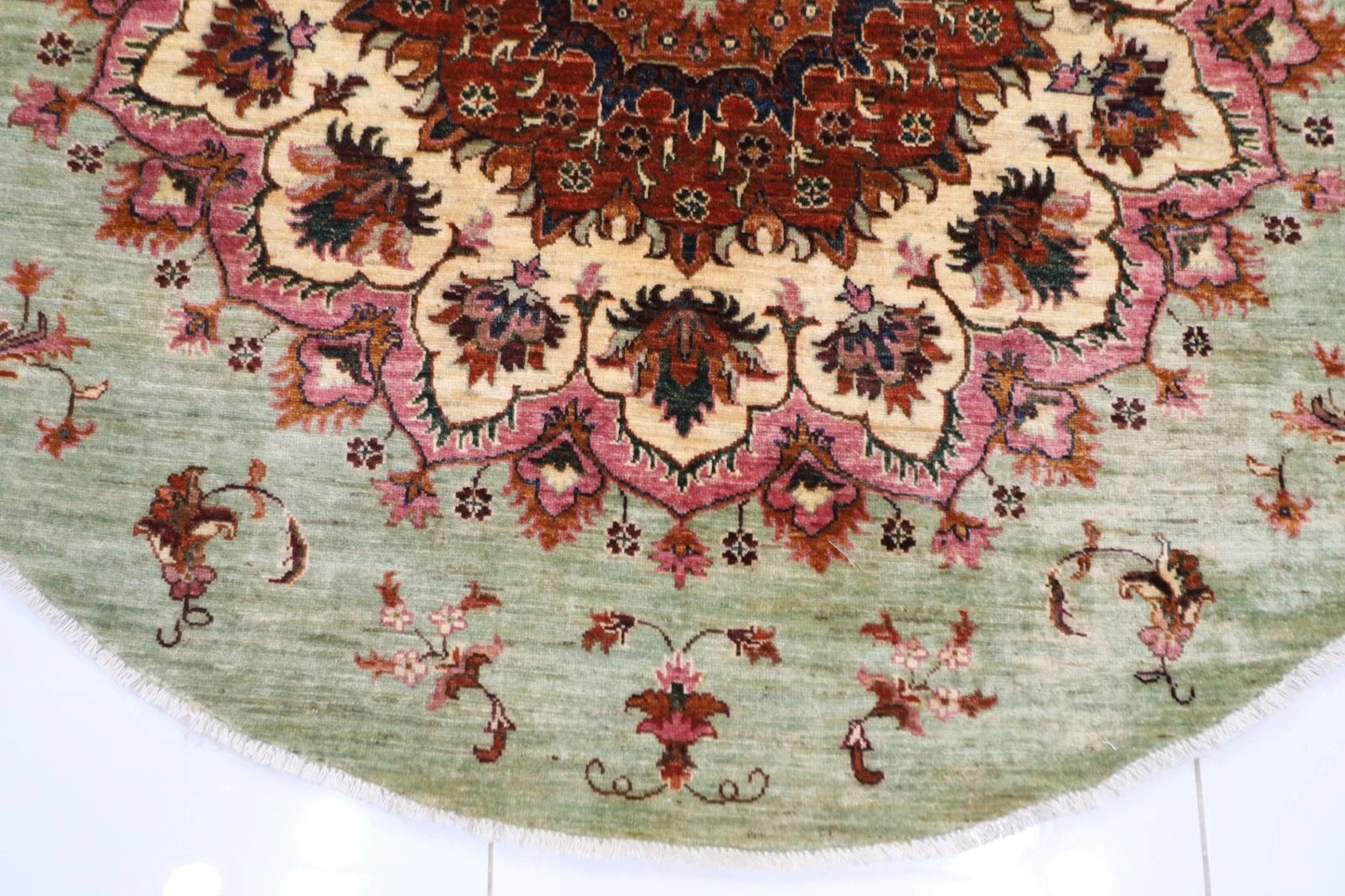 179 x 177 cm | Kazak Afghan Tribal Hand Knotted Wool Round Carpet