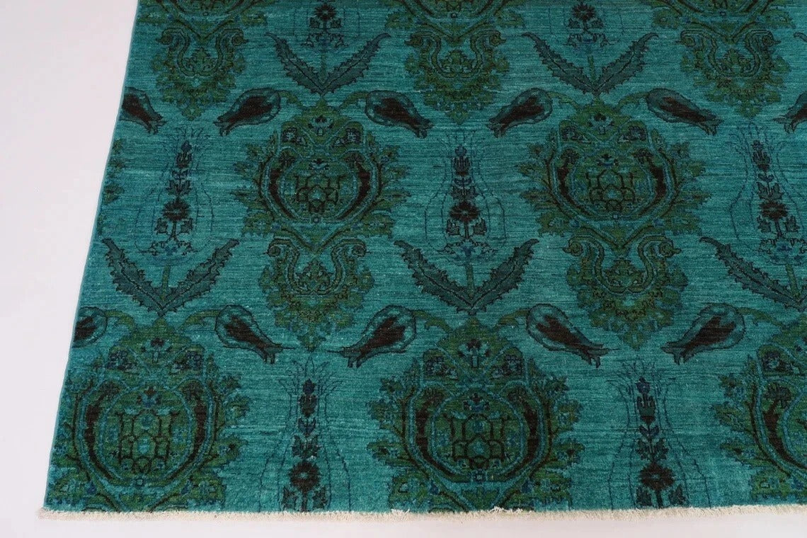 258 x 259 cm | Turquoise Afghan Tribal Hand Knotted Wool Round Carpet