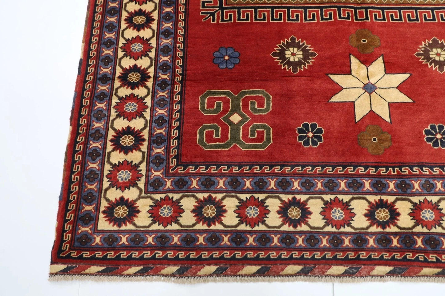 174 x 255 cm | Kazak Red Afghan Tribal Hand Knotted Wool Carpet