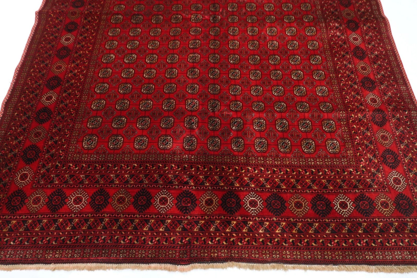 199 x 276 cm | Fine Mori Bokhara Afghan Tribal Hand Knotted Carpet