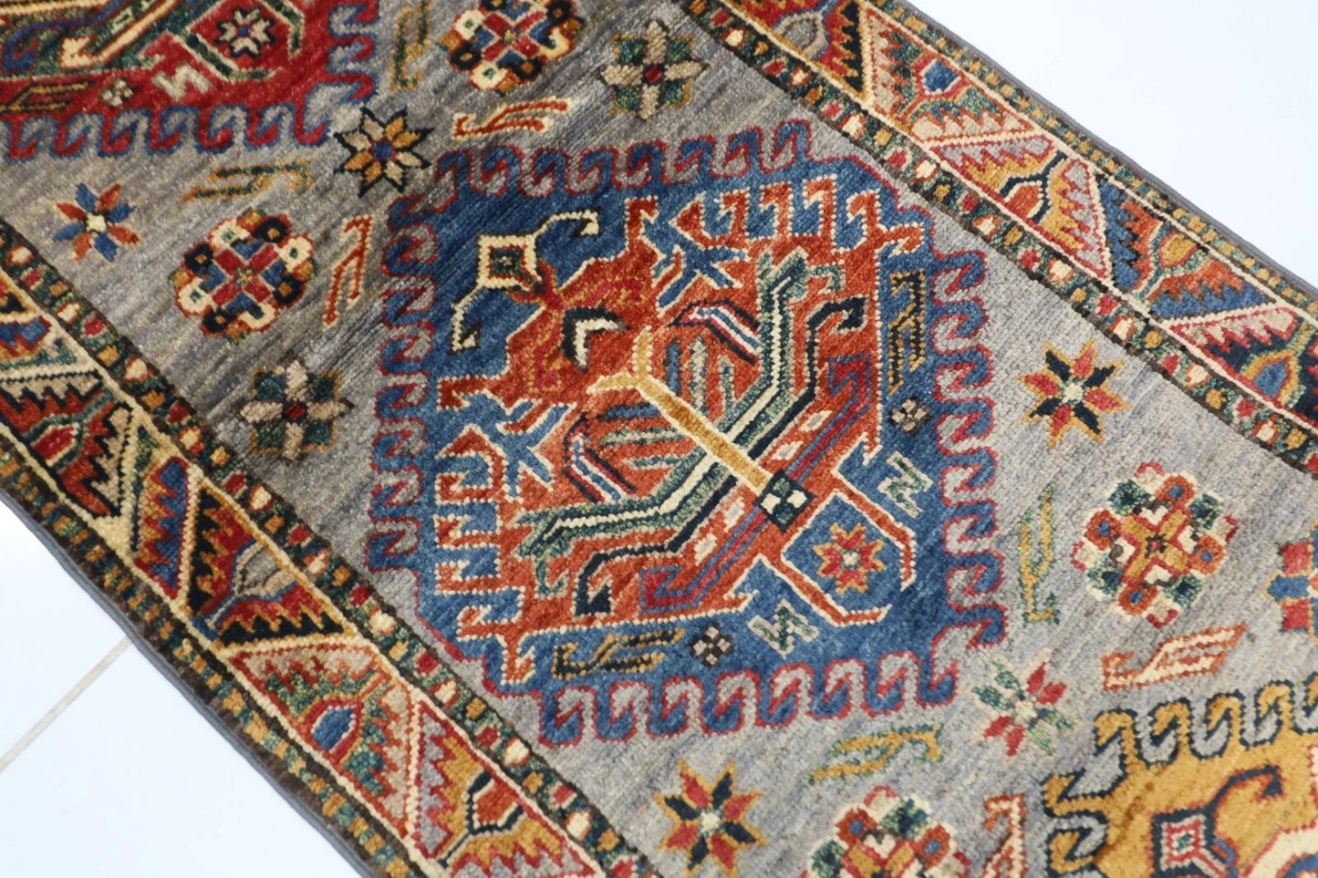 60 x 203 cm | Kazak Afghan Tribal Hand Knotted Wool Runner