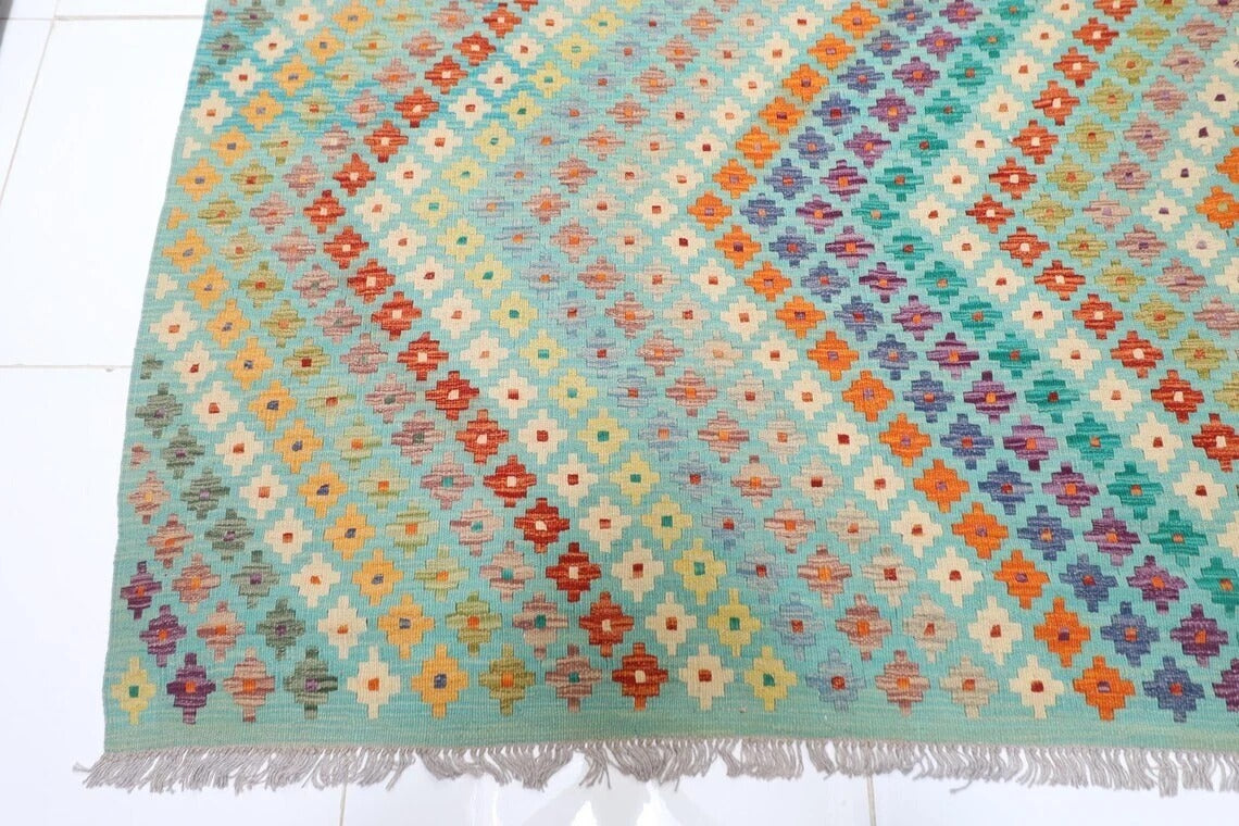 313 x 396 cm | Flat Weaved Afghan Tribal Hand Knotted Kilim