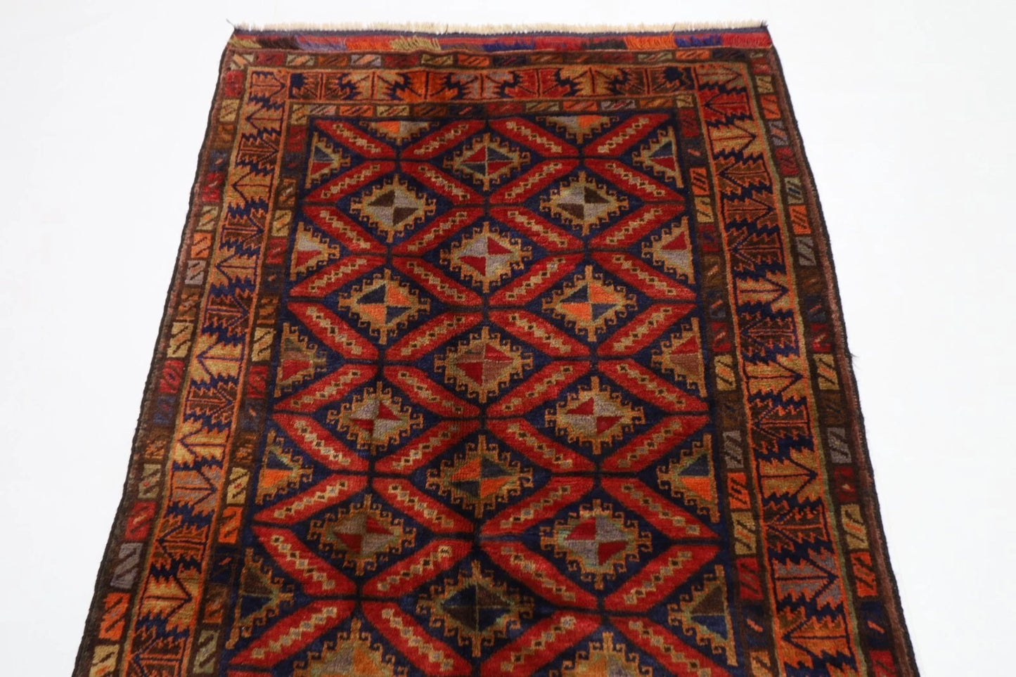 110 x 204 cm | Baluch Afghan Tribal Hand Knotted Veg Dye Wool carpet