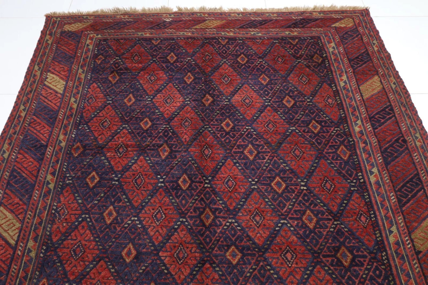 195 x 282 cm | Barjesta Red Flat Weaved Afghan Tribal Hand Knotted Carpet Kilim