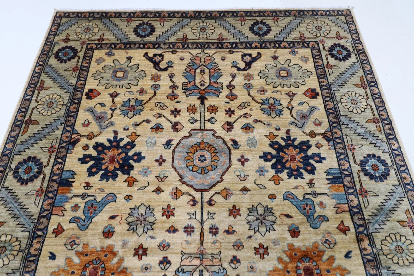 180 x 278 cm |  Bidjar Beige Afghan Tribal Hand Knotted Veg Dye Wool carpet
