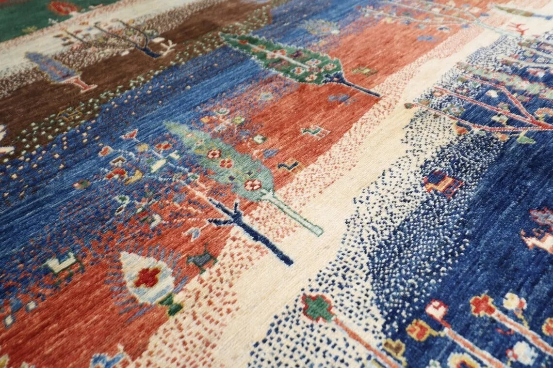 248 x 301 cm | Landscape Afghan Tribal Hand Knotted Carpet