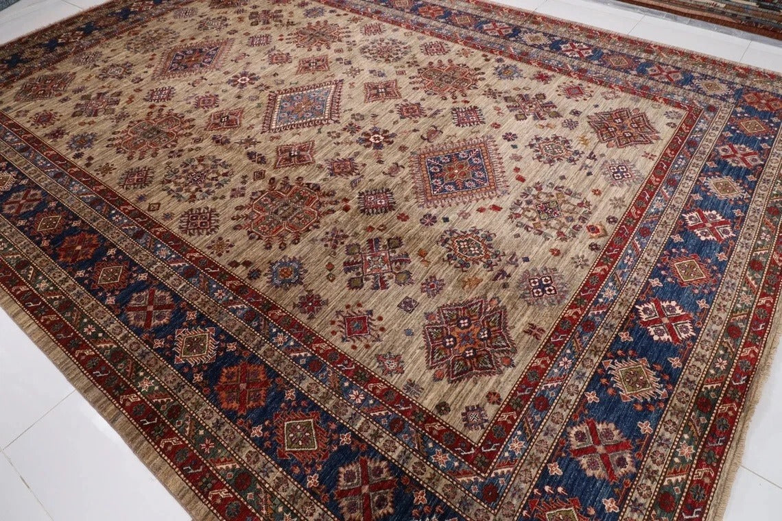 317 x 435 cm | Kazak Afghan Tribal Hand Knotted Carpet