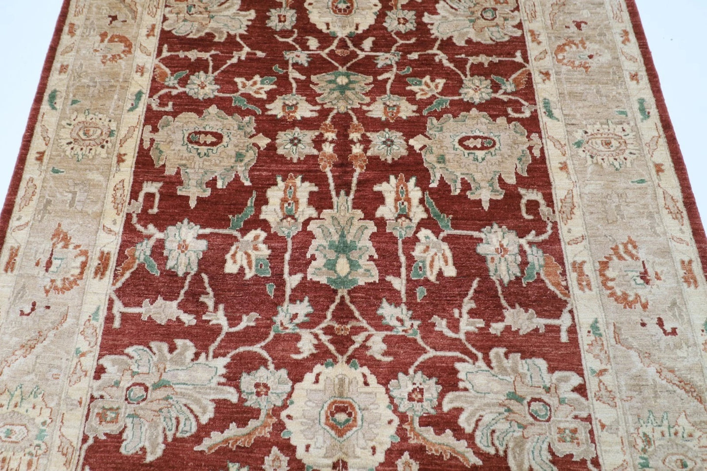 180 x 275 cm | Floral Red Afghan Tribal Hand Knotted Veg Dye Wool Carpet