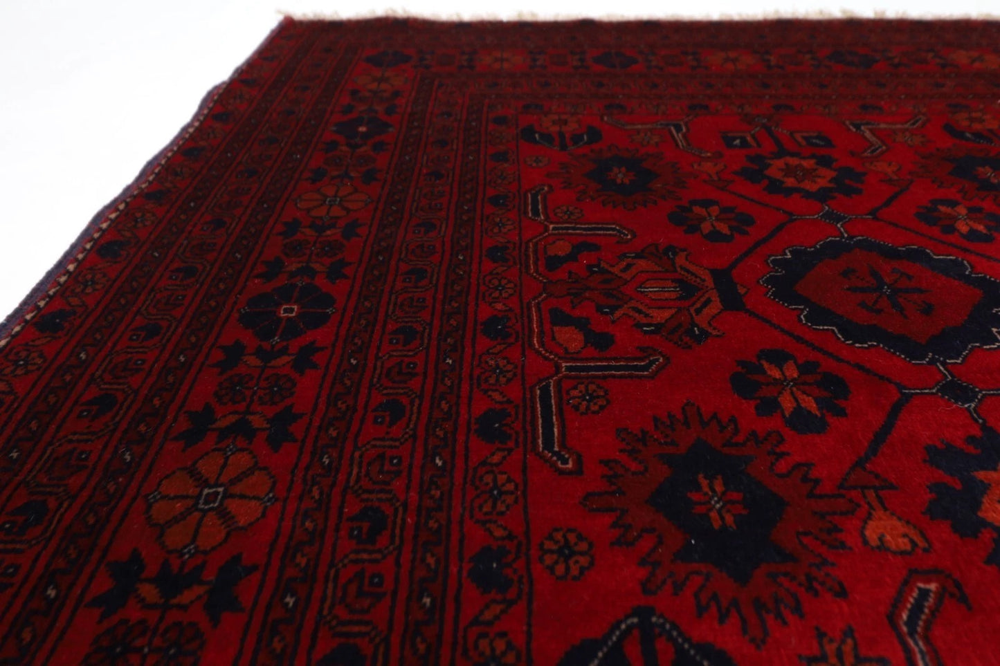 154 x 196 cm | Belgic Tribal Hand Knotted Veg Dye Wool Carpet