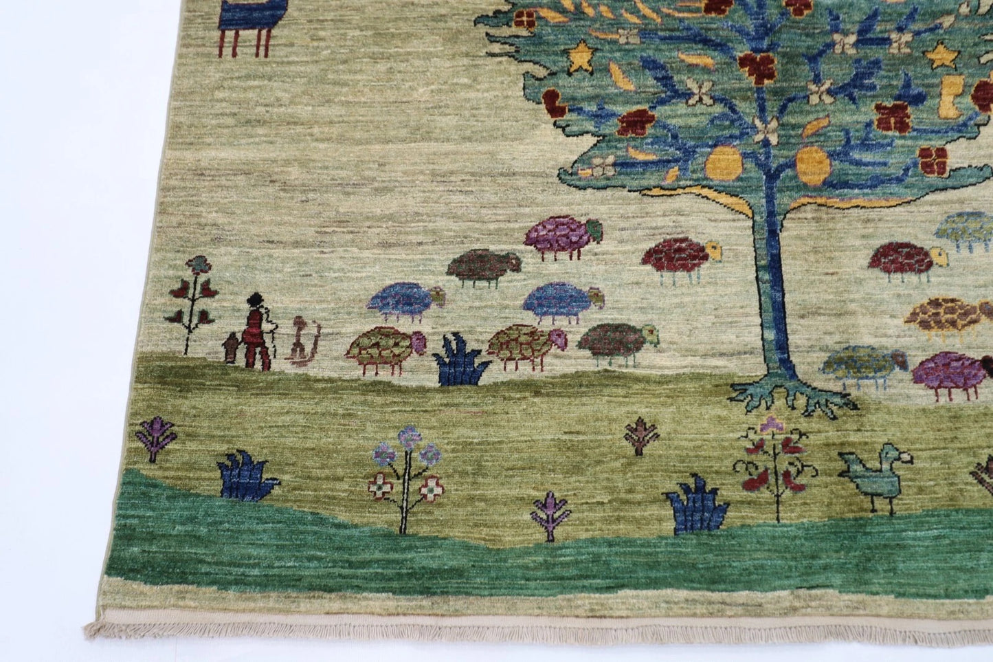 170 x 248 cm | Tree Afghan Tribal Hand Knotted Veg Dye Wool Carpet