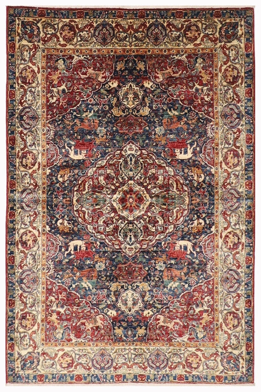 154 x 197 cm | Kerman Afghan Tribal Hand Knotted Veg Dye Wool Carpet
