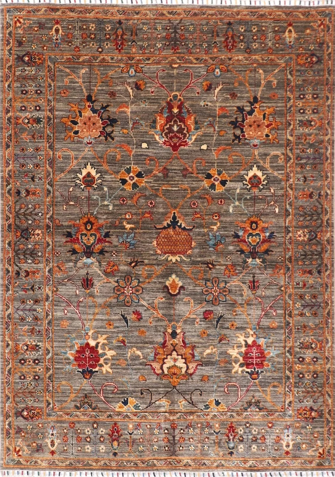 152 x 197 cm | Sultani Afghan Tribal Hand Knotted Veg Dye Wool Carpet