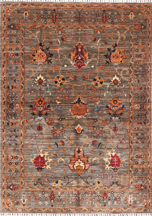 152 x 197 cm | Sultani Afghan Tribal Hand Knotted Veg Dye Wool Carpet