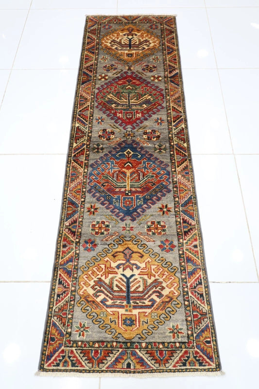 60 x 203 cm | Kazak Afghan Tribal Hand Knotted Wool Runner