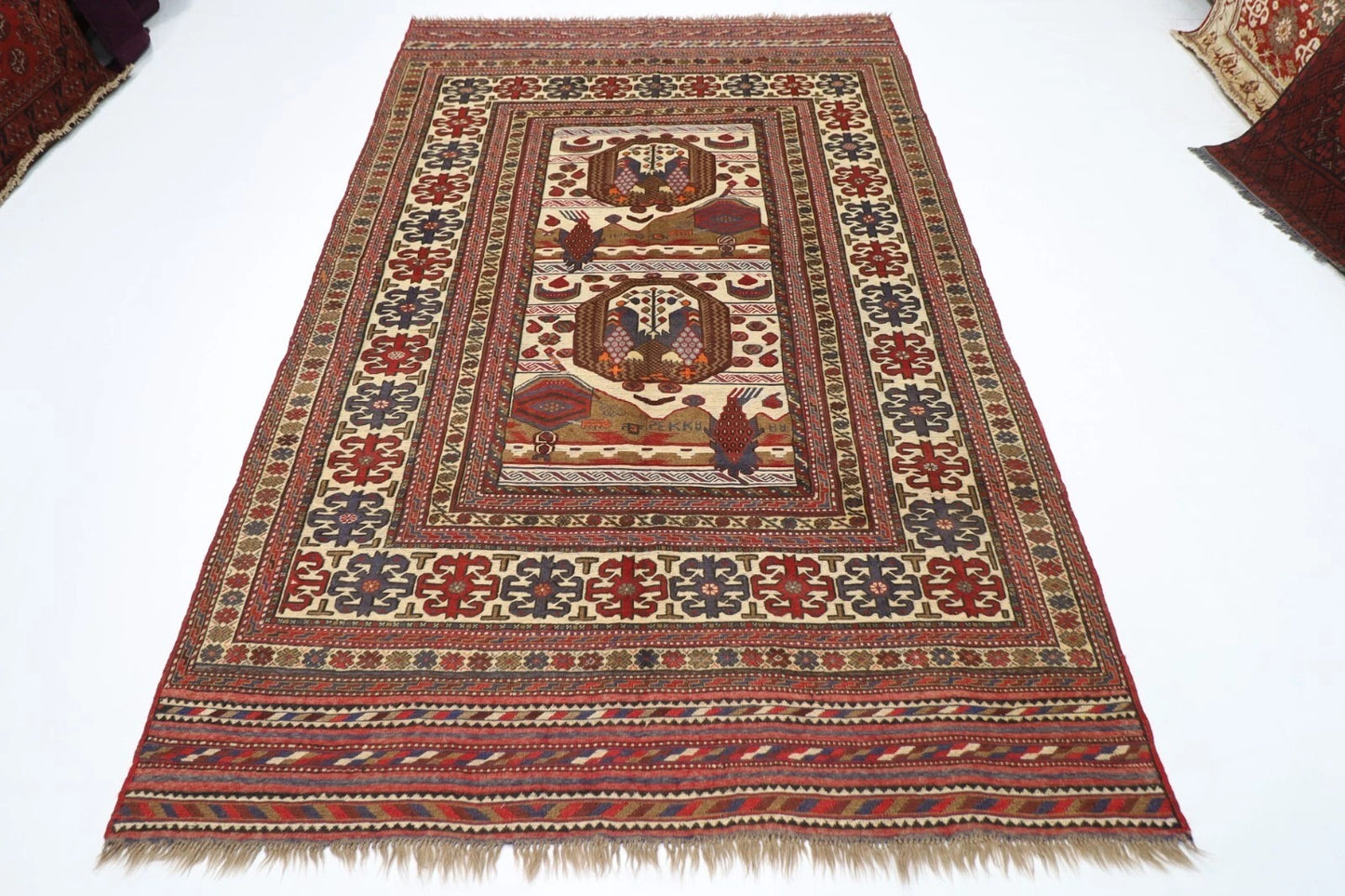 188 x 280 cm | Barjesta Flat Weaved Afghan Tribal Hand Knotted Wool Carpet kilim