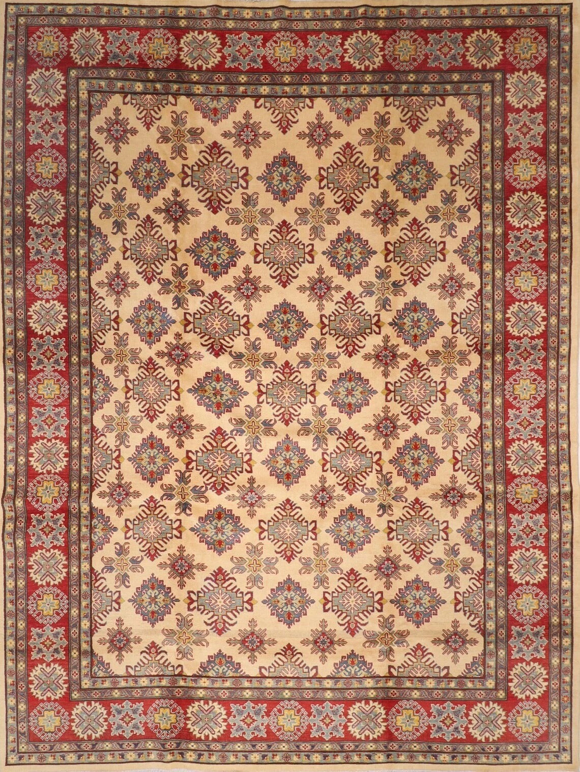 305 x 424 cm | Yakkish Beige Afghan Tribal Hand Knotted Carpet