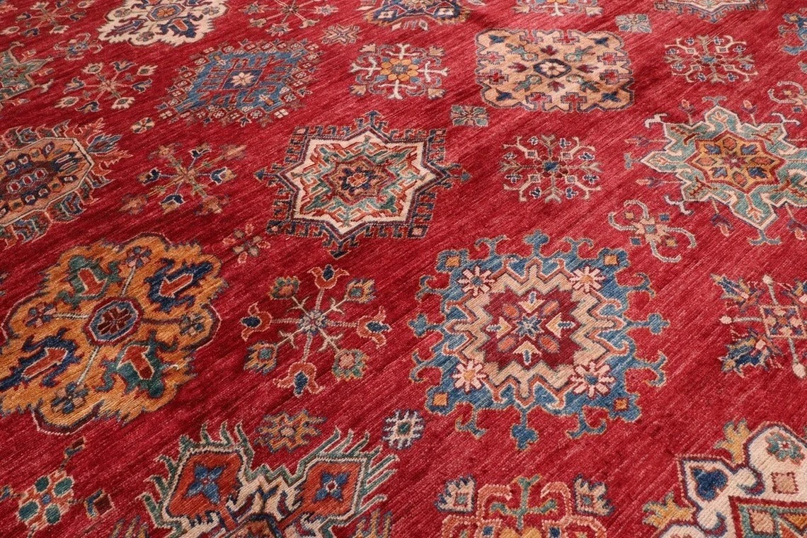382 x 513 cm | Beautiful timeless red Afghan Kazak Handmade carpet